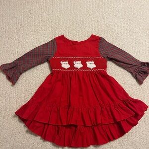 Mom & Me Santa Smocked Long Sleeve Dress